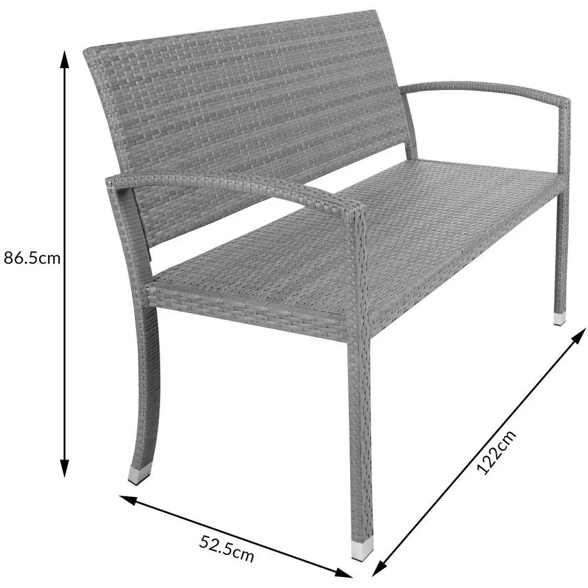 Polyrotan Gartenbank - Grau - 122x52x86cm - 3