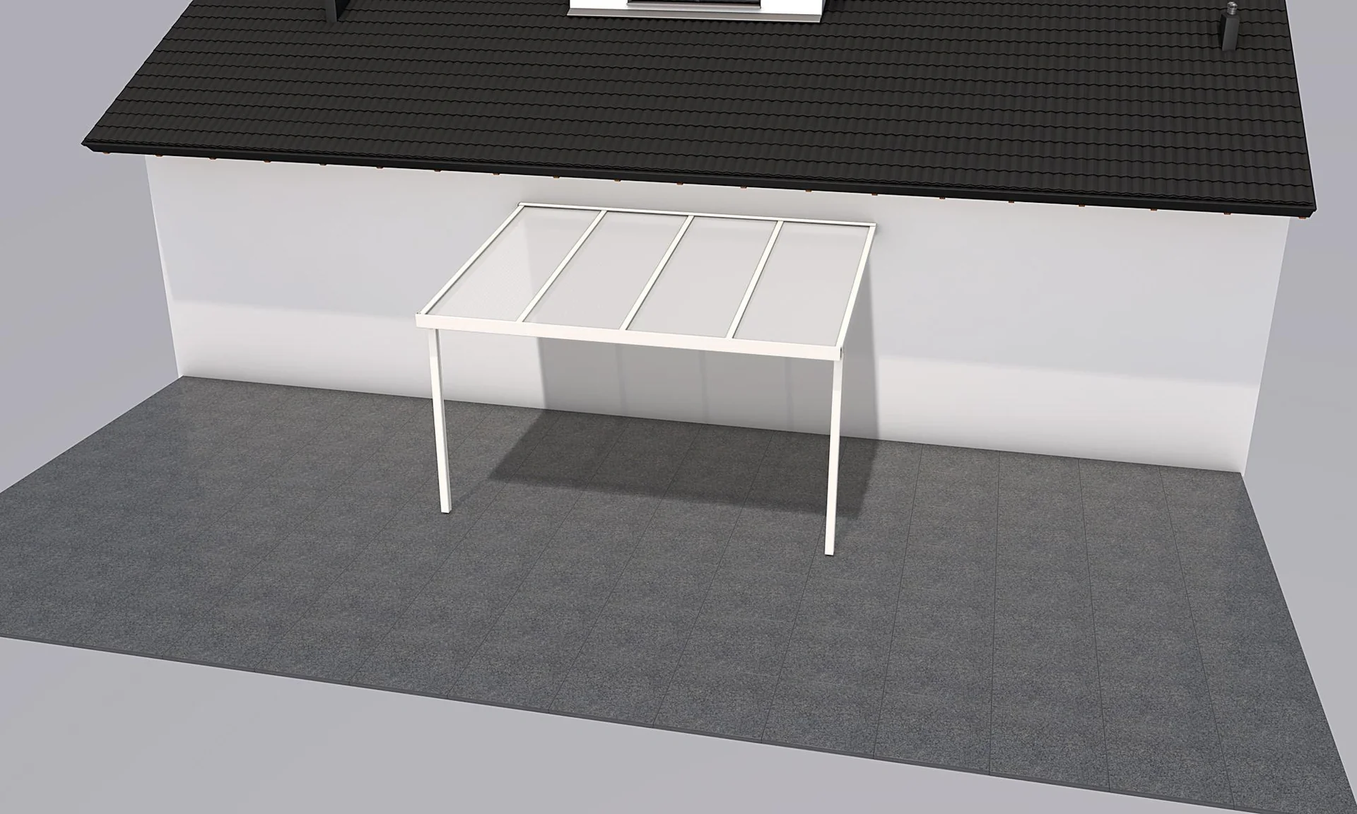 Terrassendach Premium, weiß, 4102 x 3060 mm - Polycarbonat Stegplatten 16 mm, opal - 3