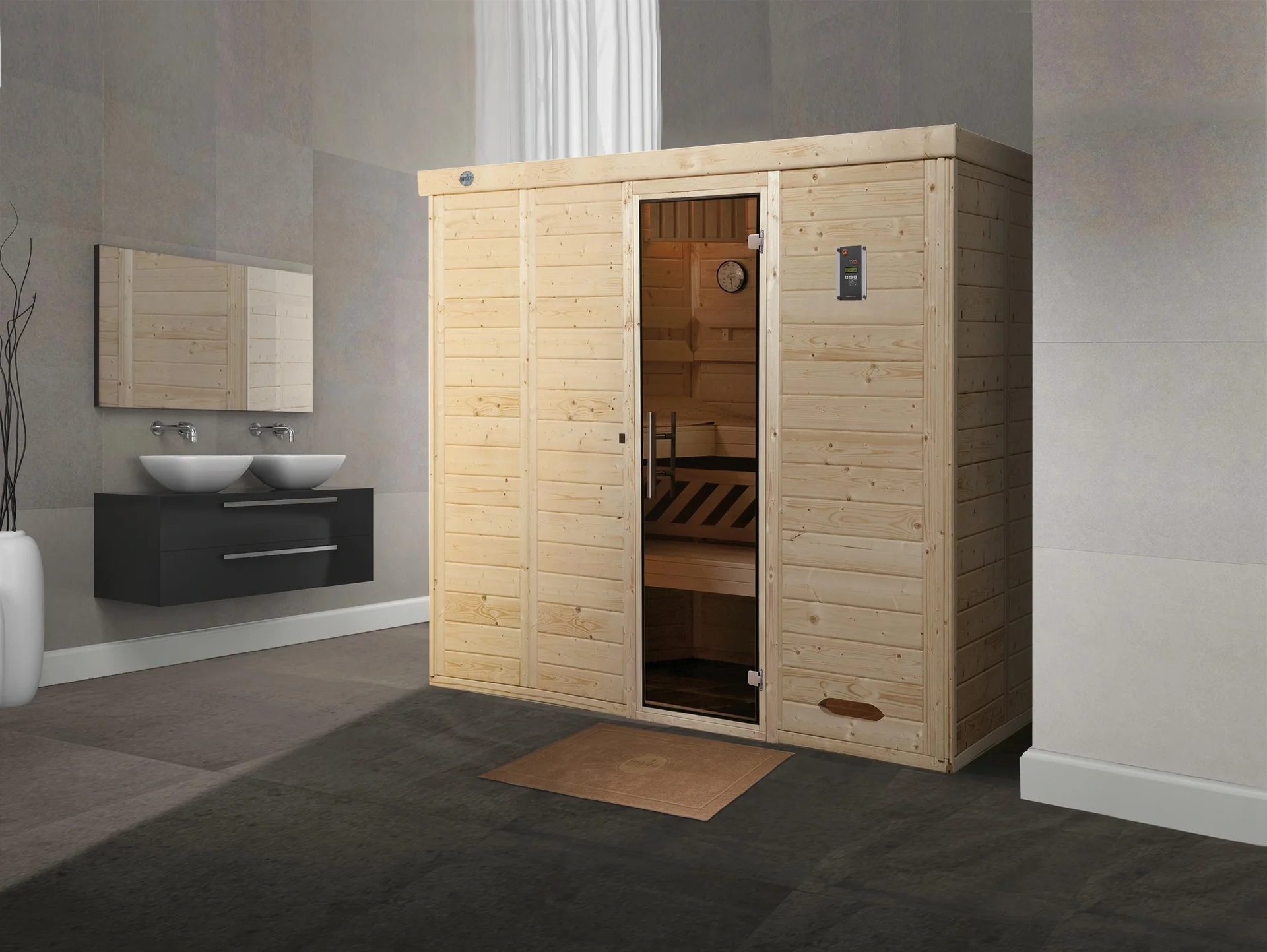 Design-Sauna KEMI 5 mit Glastür - 2