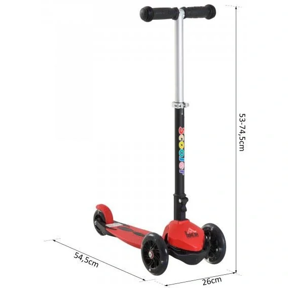 Tretroller Scooter Kinderroller 3 Räder Rot - 5