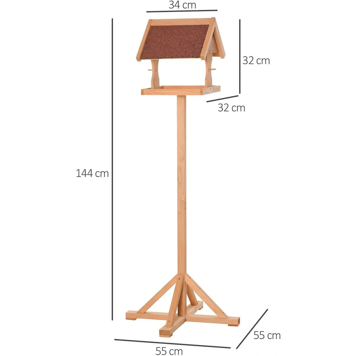 Vogelfutterhaus - Holz - Bitumendach - 55 x 55 x 14 cm - 6