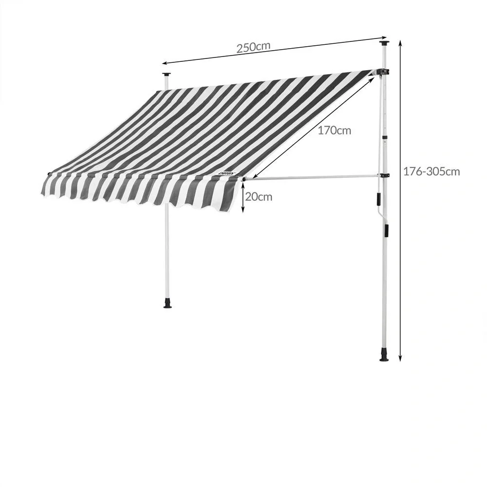 Klemmmarkise Weiß/Grau 250cm - 6