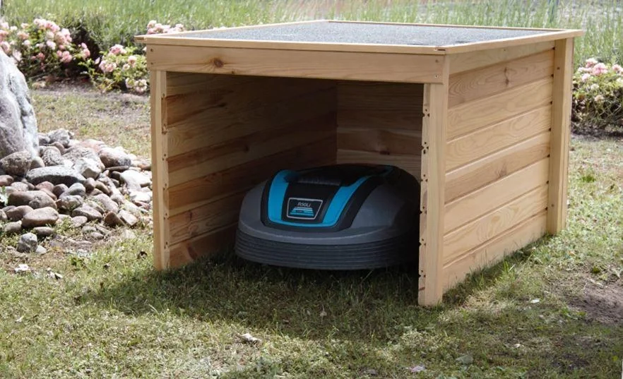Mähroboter-Garage mit Bitumdach, natur - 1