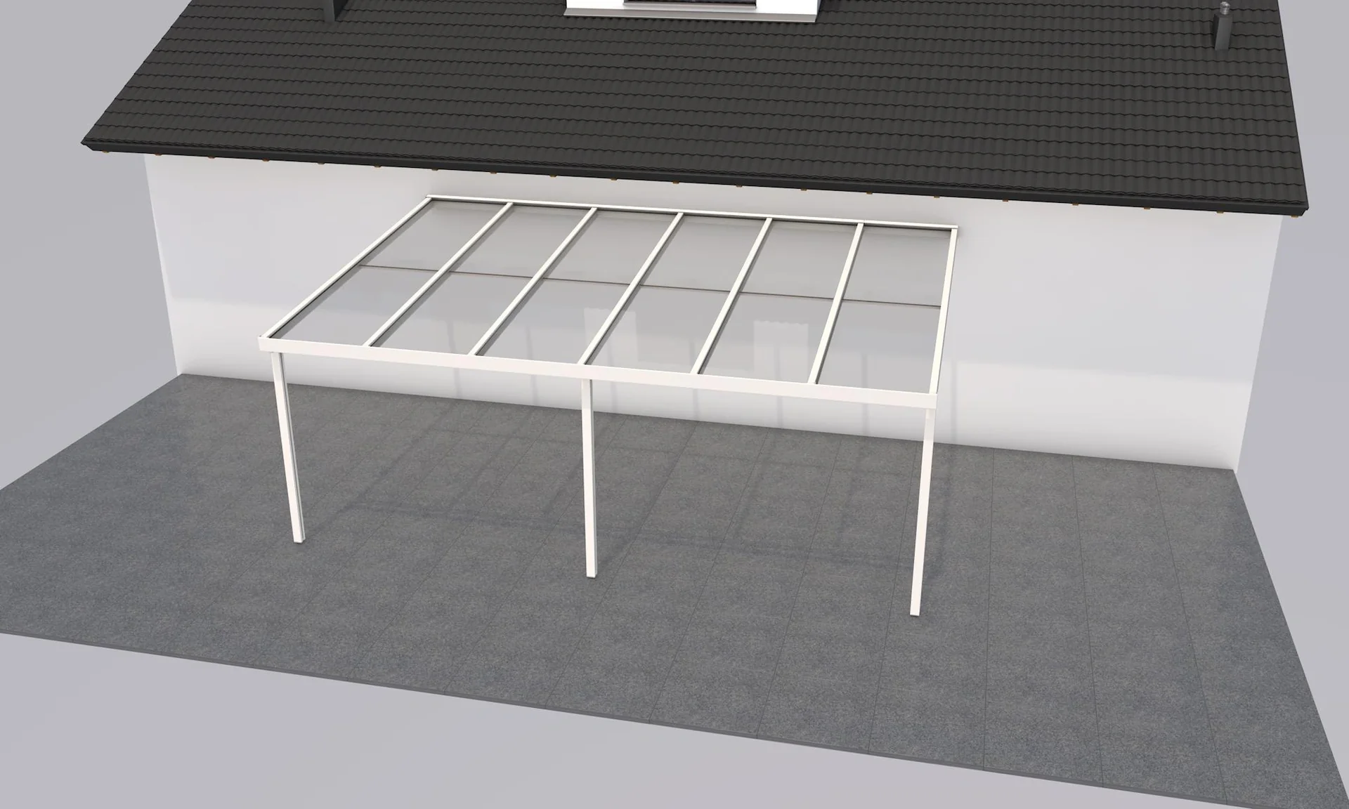 Terrassendach Premium, weiß, 6110 x 4060 mm - 10mm Verbundsicherheitsglas (VSG) - 2
