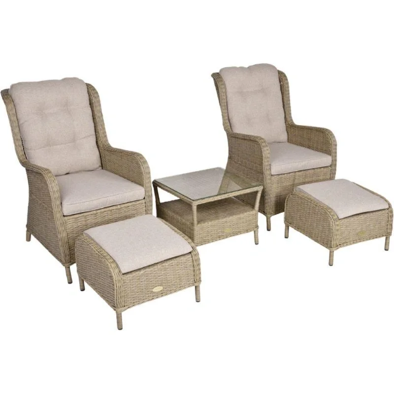 Sessel-Set VALENCIA, 5-teilig, Stahl / Kunststoffgeflecht / Polyester, anisbraun - 2