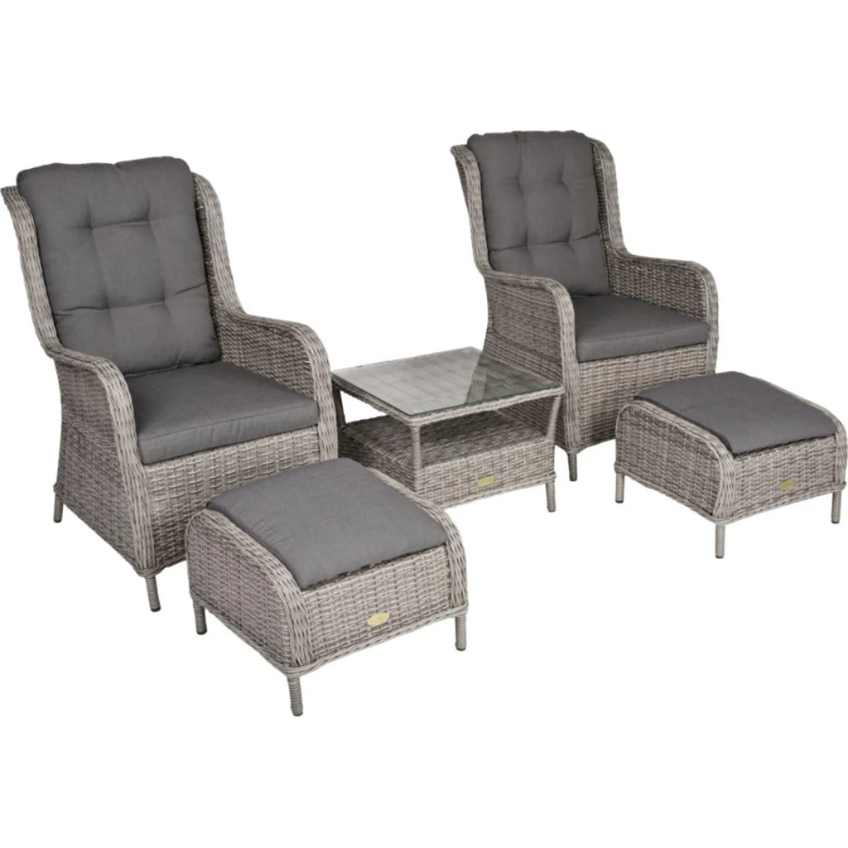 Sessel-Set VALENCIA, 5-teilig, Stahl / Kunststoffgeflecht / Polyester, grau - 2
