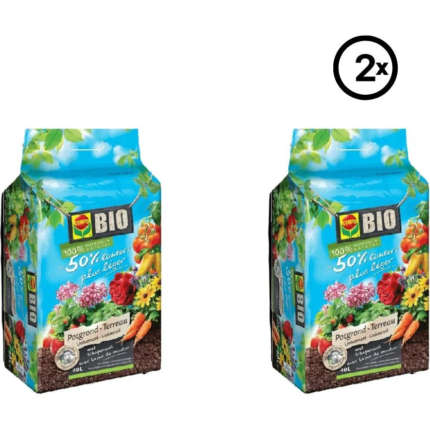 Bio Universal-Blumenerde - 40L - 50% leichter - 2 Stück - 1