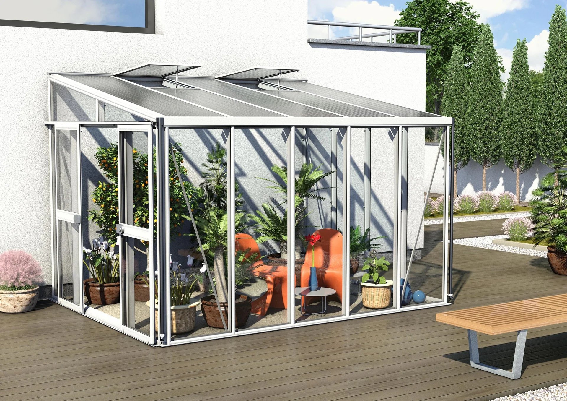 Pavillon-Nachrüstsatz für Gewächshaus Helena + Athene 8600, Farbe weiß - 1