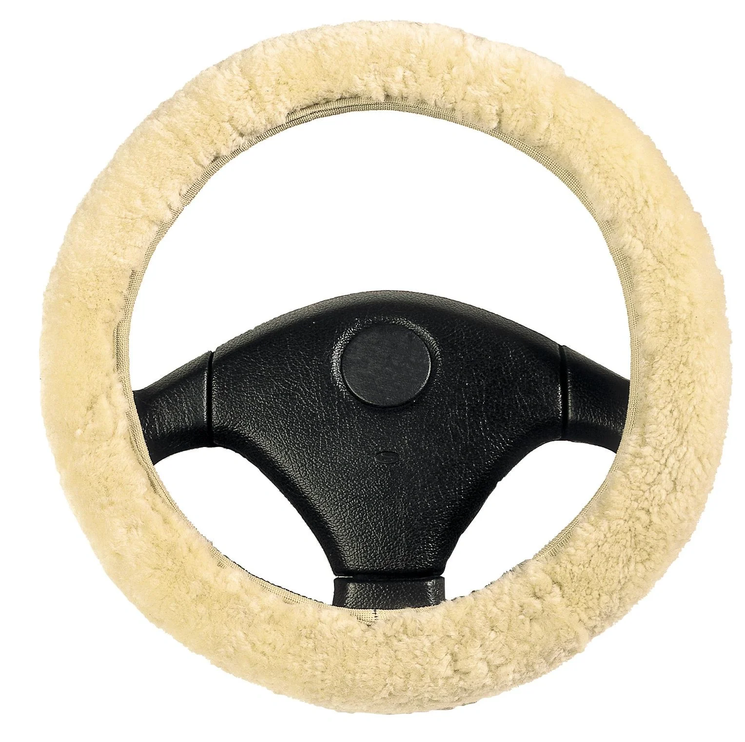 Lenkradbezug Lammfell, Beige - 2