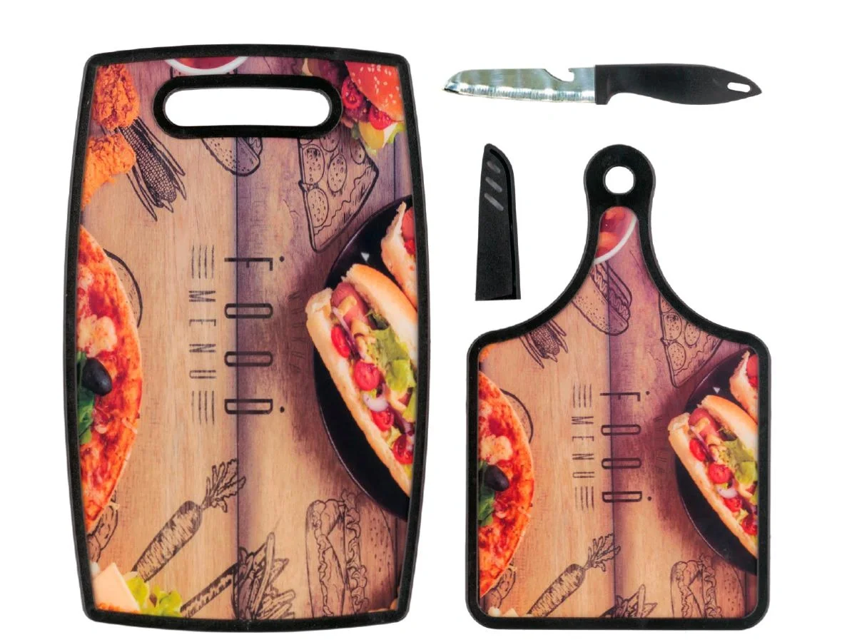 Schneidebretter mit Messer im Pizza Design, 2er Set - 2