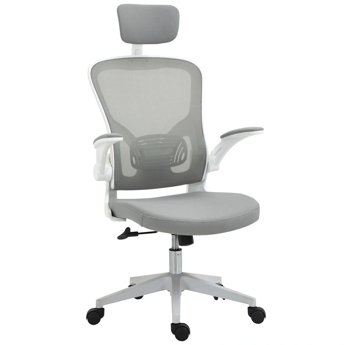 Bürostuhl ergonomischer Shreibtischstuhl mit Wippfunktion hoher Rückenlehne Lendenwirbelstütze Kopfstütze hochklappbarem - 4