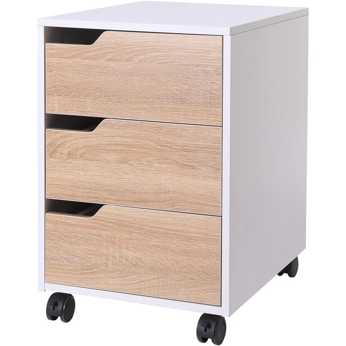 Kommode mit 3 Schubladen, natur, weiß - 1