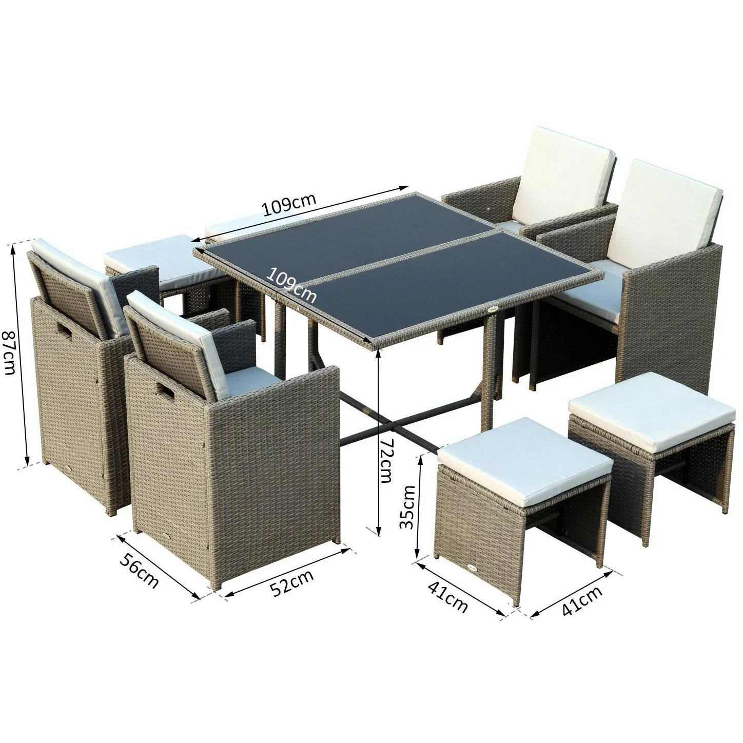Sitzgruppe Polyrattan Gartenset 21 tlg, mit Kissen Grau - 7