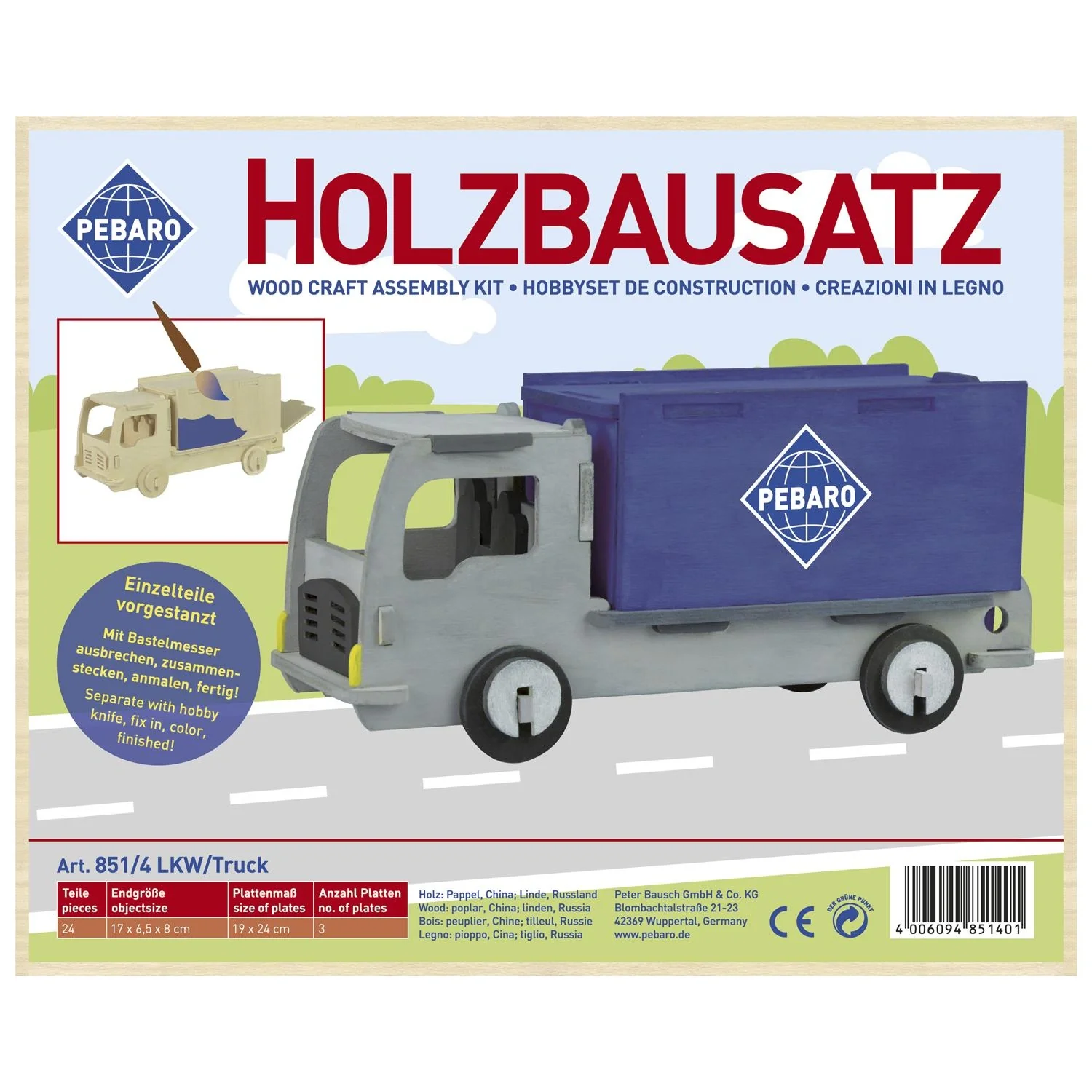 Holzbausatz "Lastkraftwagen", 17 x 6,5 x 8 cm - 2