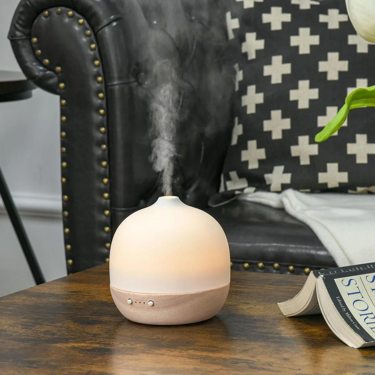 180ml Aroma Diffuser for Essential Oils Humidifier with Adjustable LED Warm Lights, 2 Mist Mode, Timer, Waterless Auto-o - 4