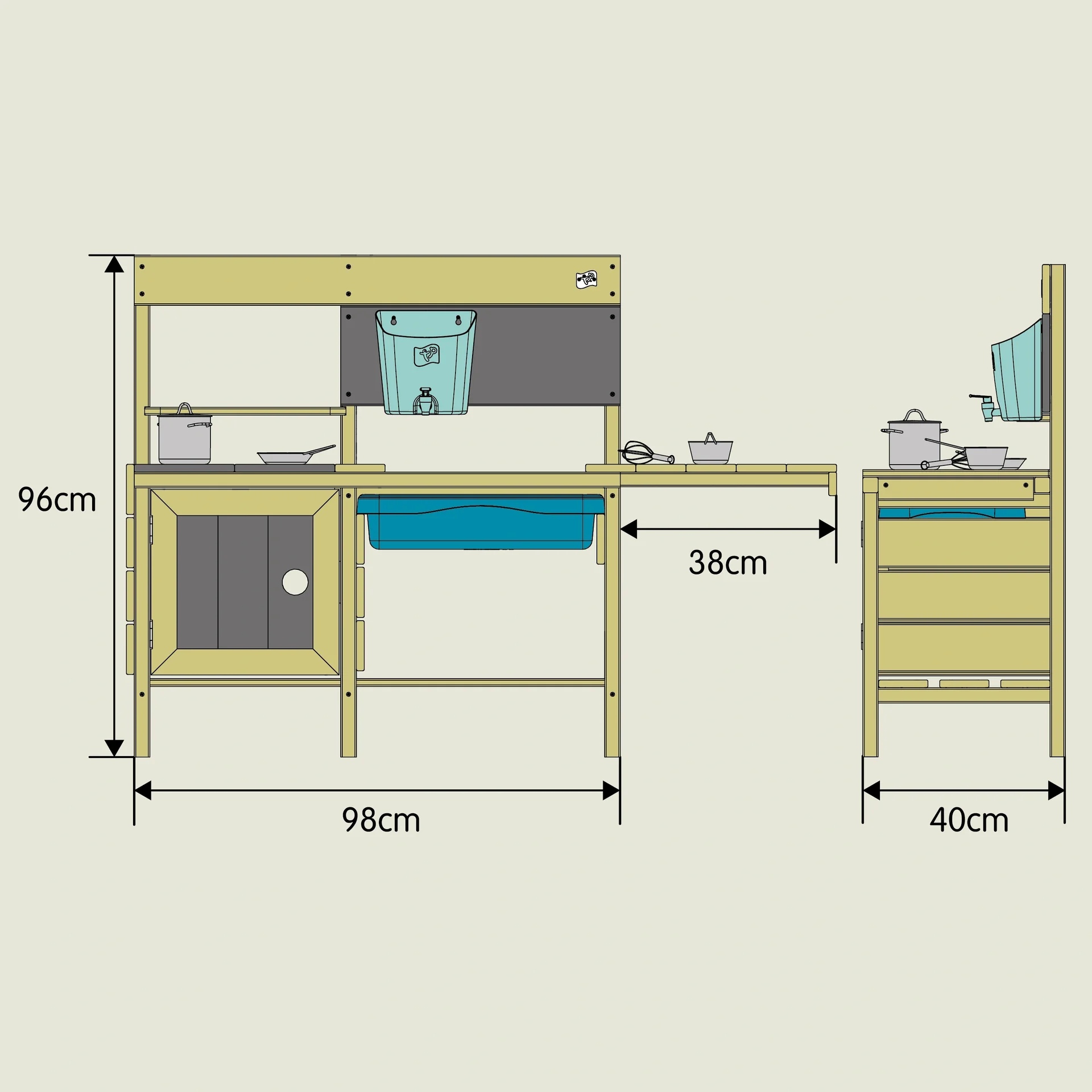 Holz Deluxe Kinderspielküche mit Zubehör - 8