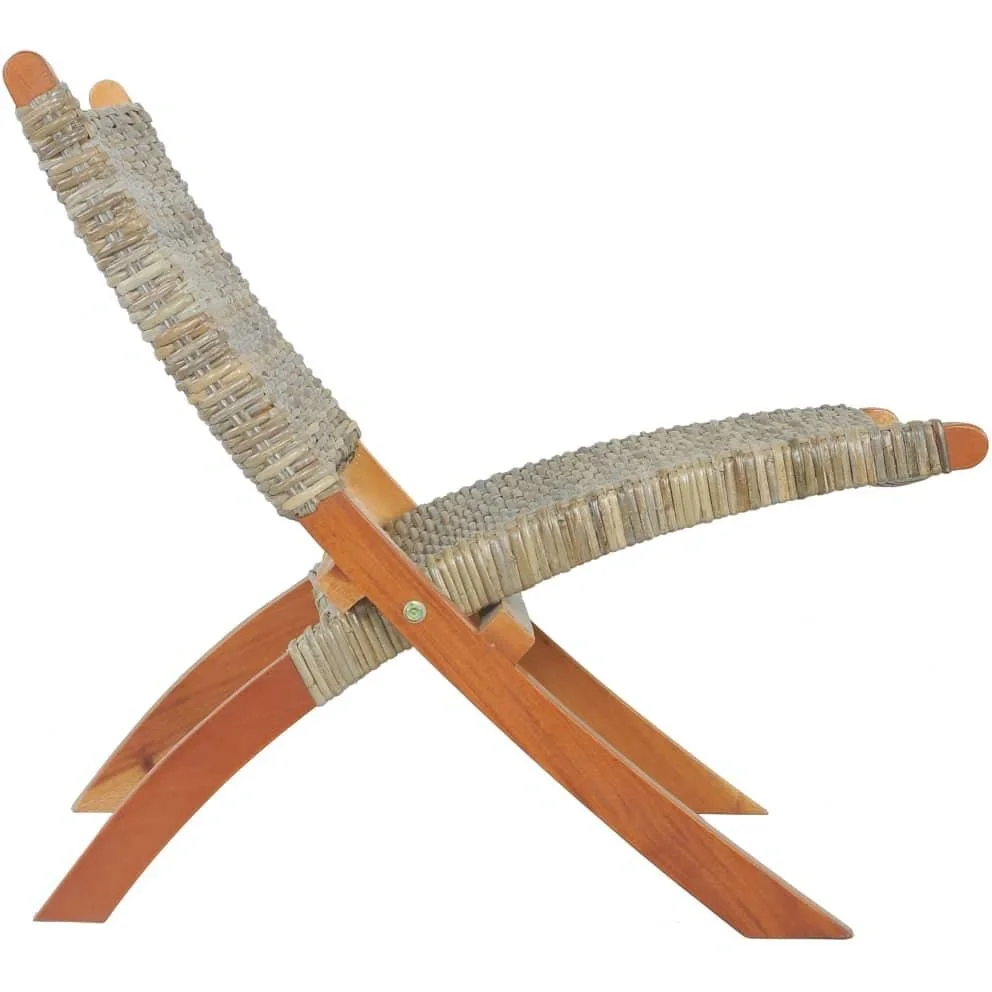 Relaxsessel aus natürlichem Kubu-Rattan und massivem Mahagoni - 6