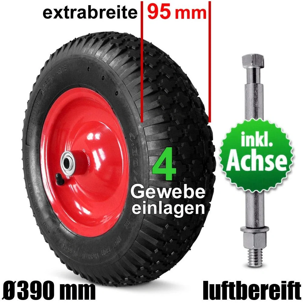 Schubkarre Ersatz-Luftreifen/Rad inkl. Achse - 9