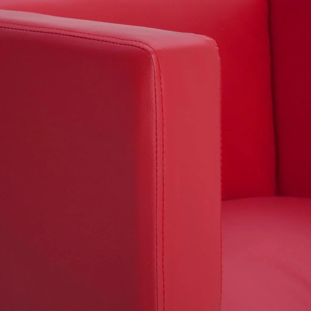Sessel Würfel-Kunstleder rot - 6