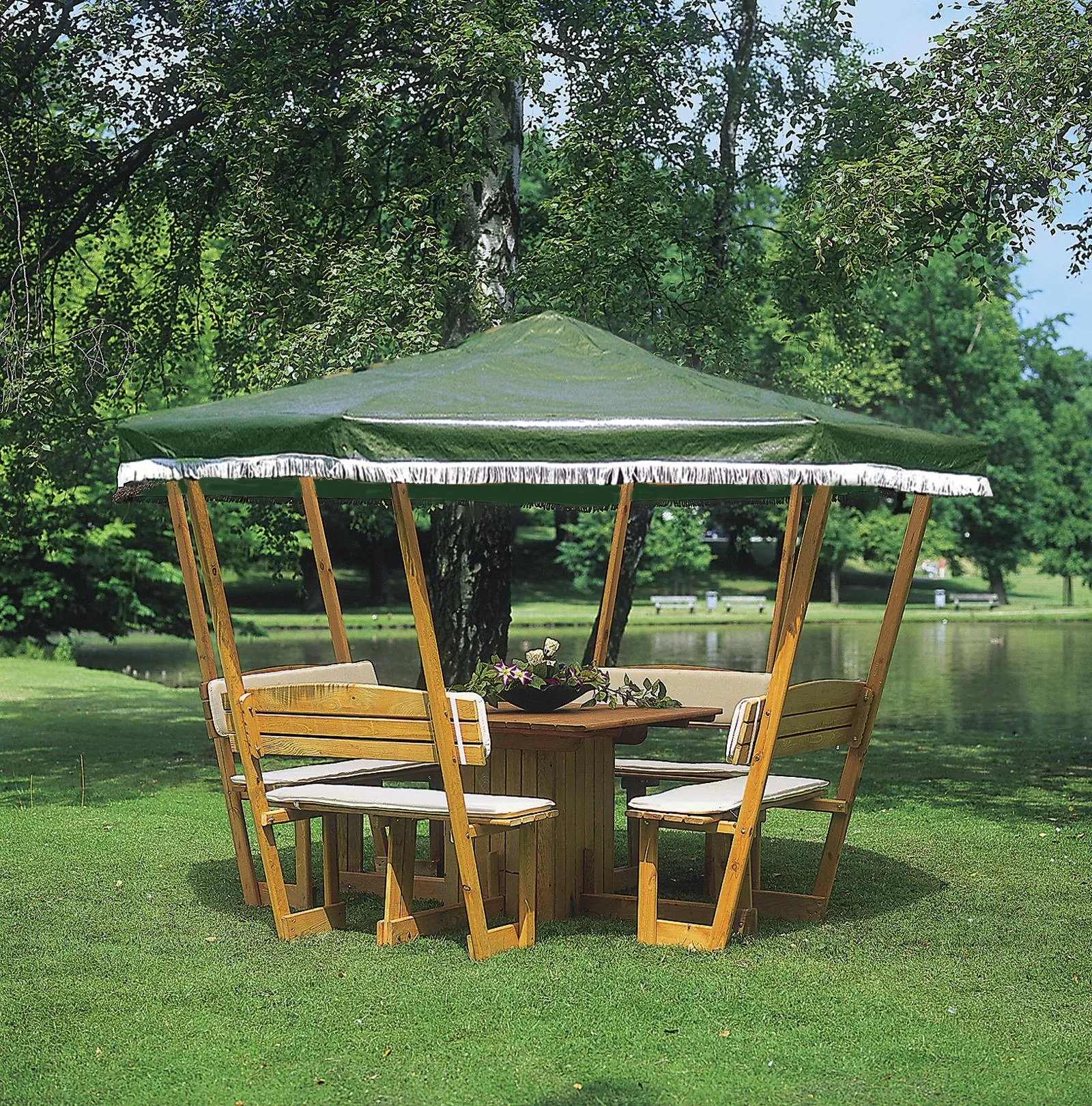 Pavillon Rosenheim mit grünem Dach, Set komplett - 2