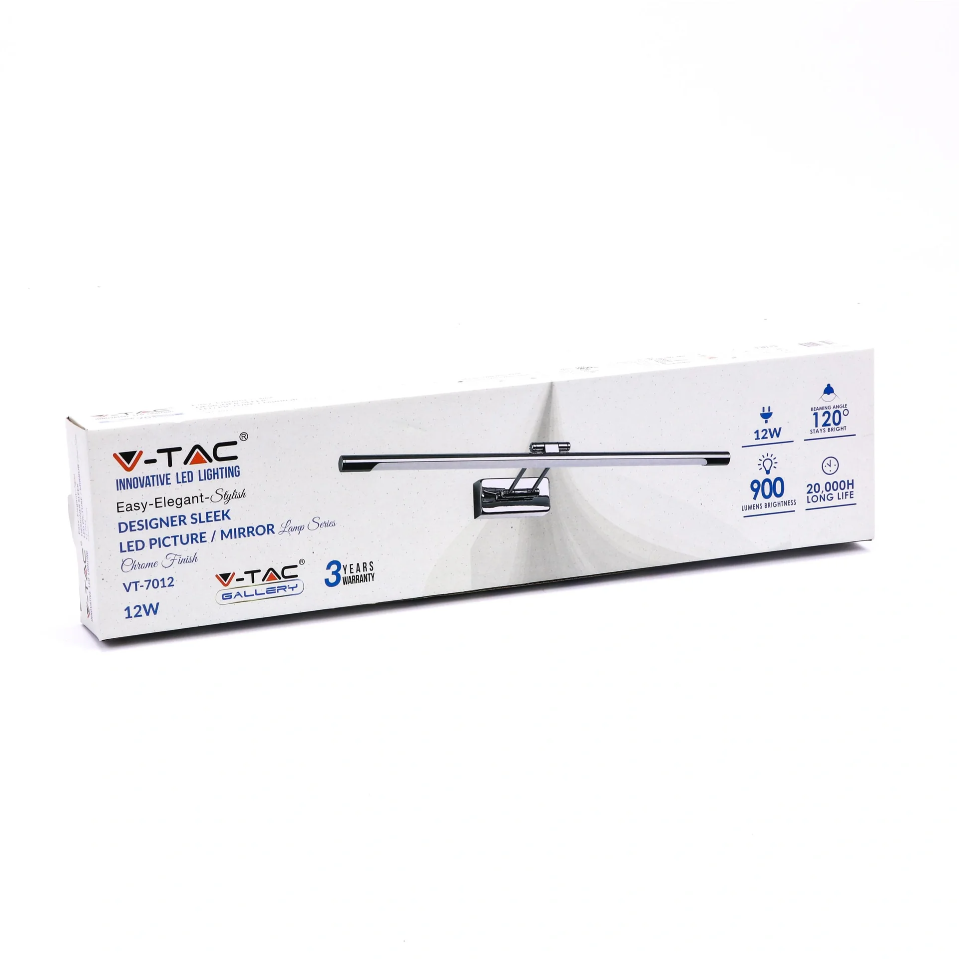 VT-7012 LED-Spiegelbeleuchtung - 12w - Chrom - 3000k - 3