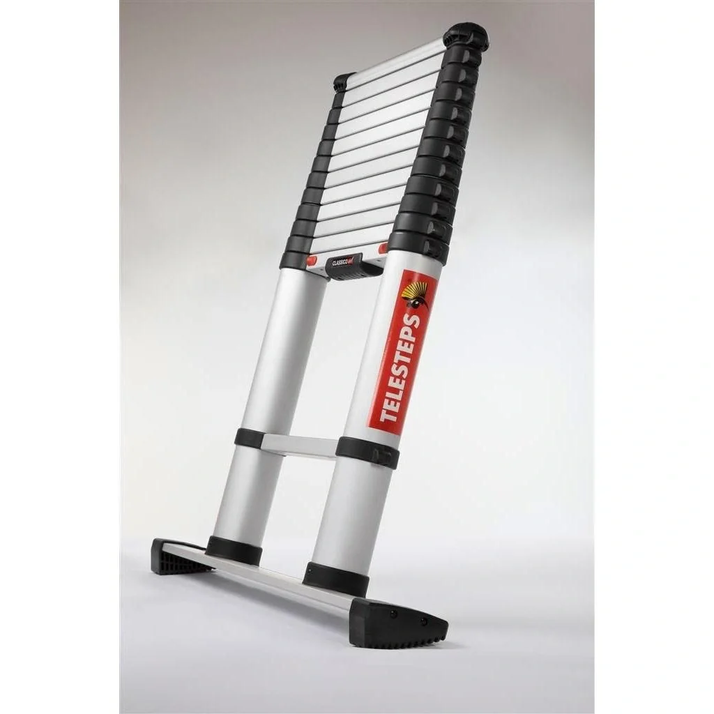Teleskopleiter mit Stabilisator - 4,6m Arbeitshöhe - max 150 kg MET Tragetasche - 5