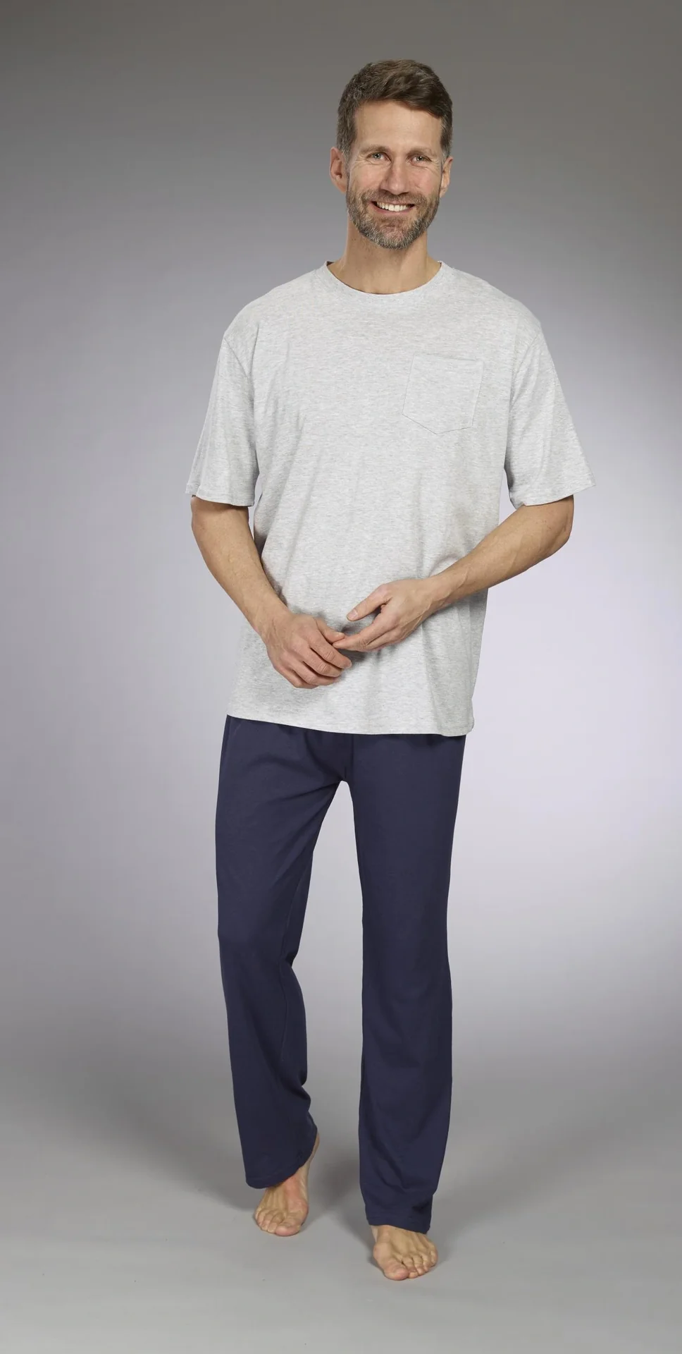 Herren Pyjama, Farbe grau/marine, Gr.M - 9
