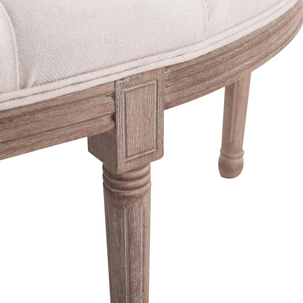 Polsterbank Sitzbank mit Knöpfen Leinen+Holz beige 140,5 x 51 x 48 cm - 15