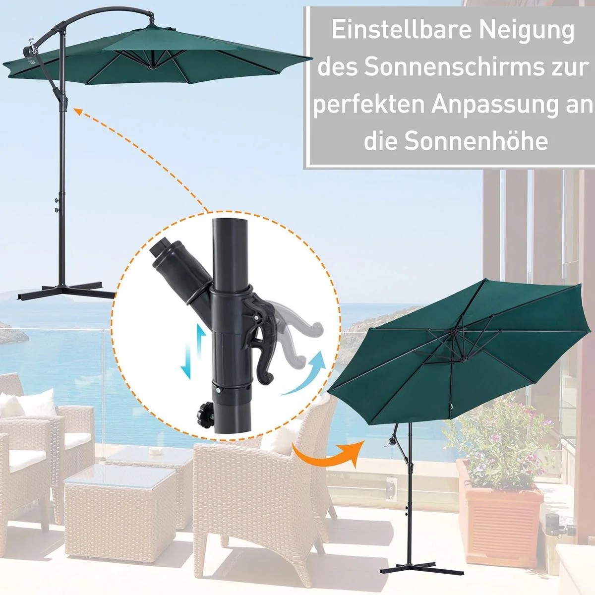 Ampelschirm mit Handkurbel - 1