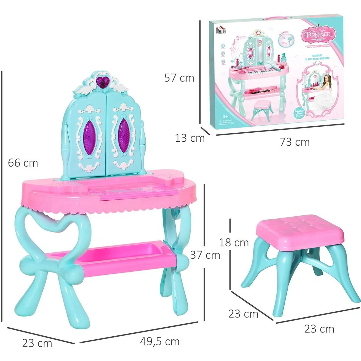 2 in 1 Kinderschminktisch mit Hock - 6