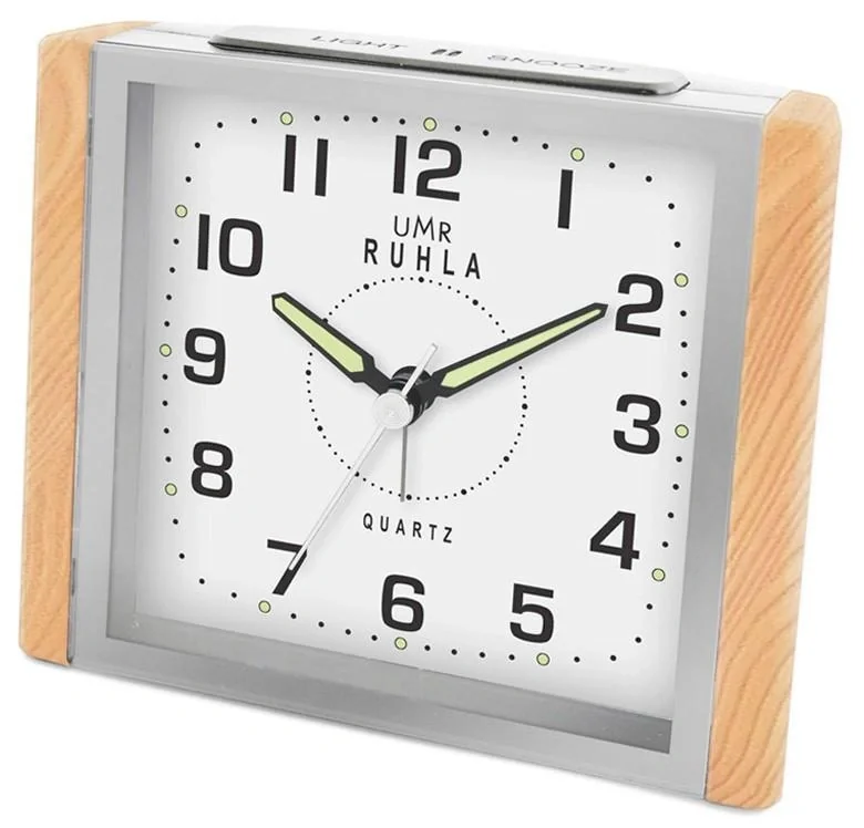 Quarz Wecker mit Cresendo Alarm, Holz - 2