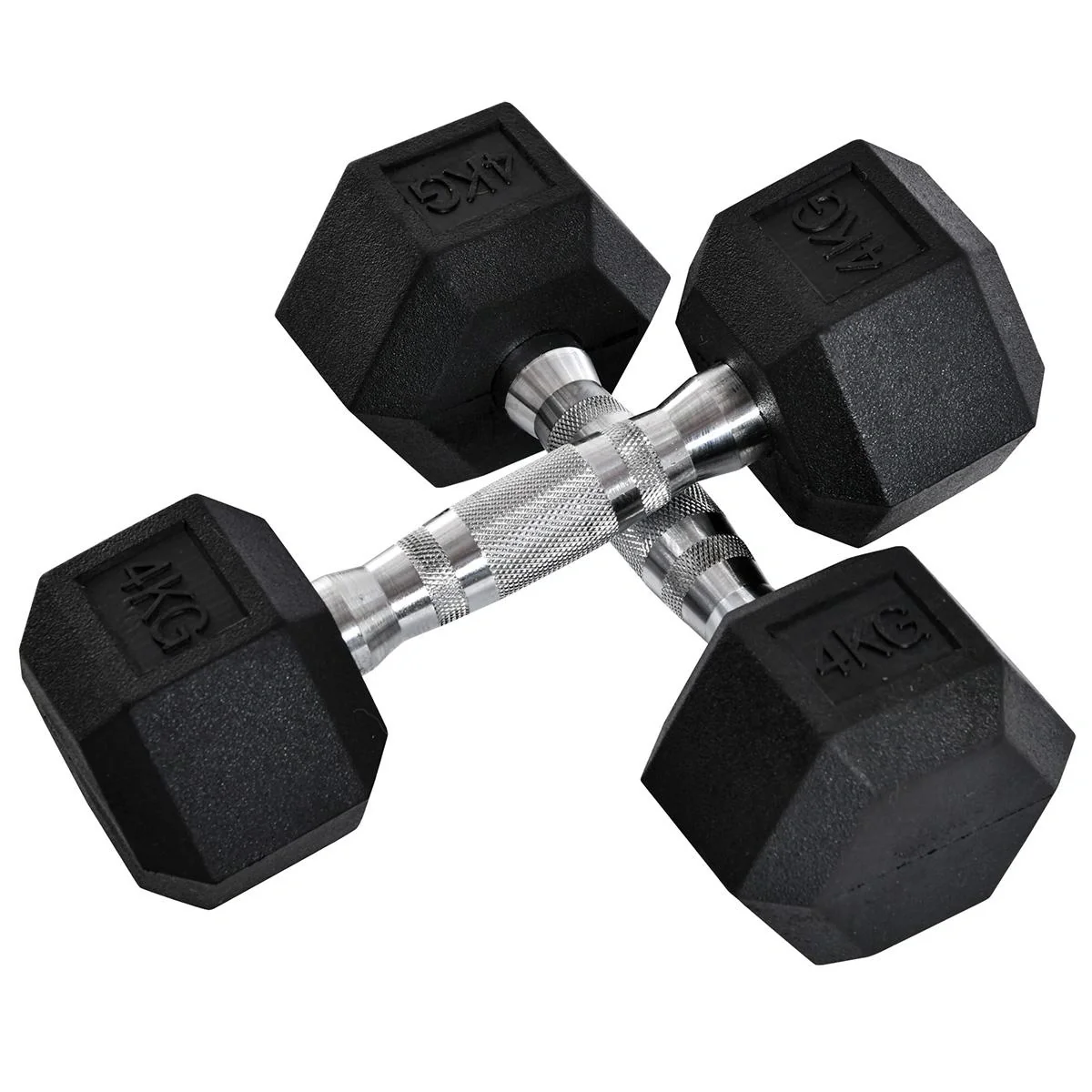 2er-Set Gummi-Hantel 4 KG Fitness Hantel Kurzhantel für Trainingsraum Büro sechseckige Form Metall Gummi Schwarz - 4