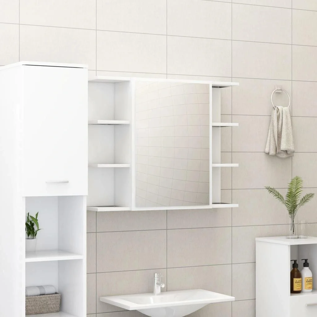Badspiegelschrank 80x20,5x64 cm Spanplatte weiß - 3