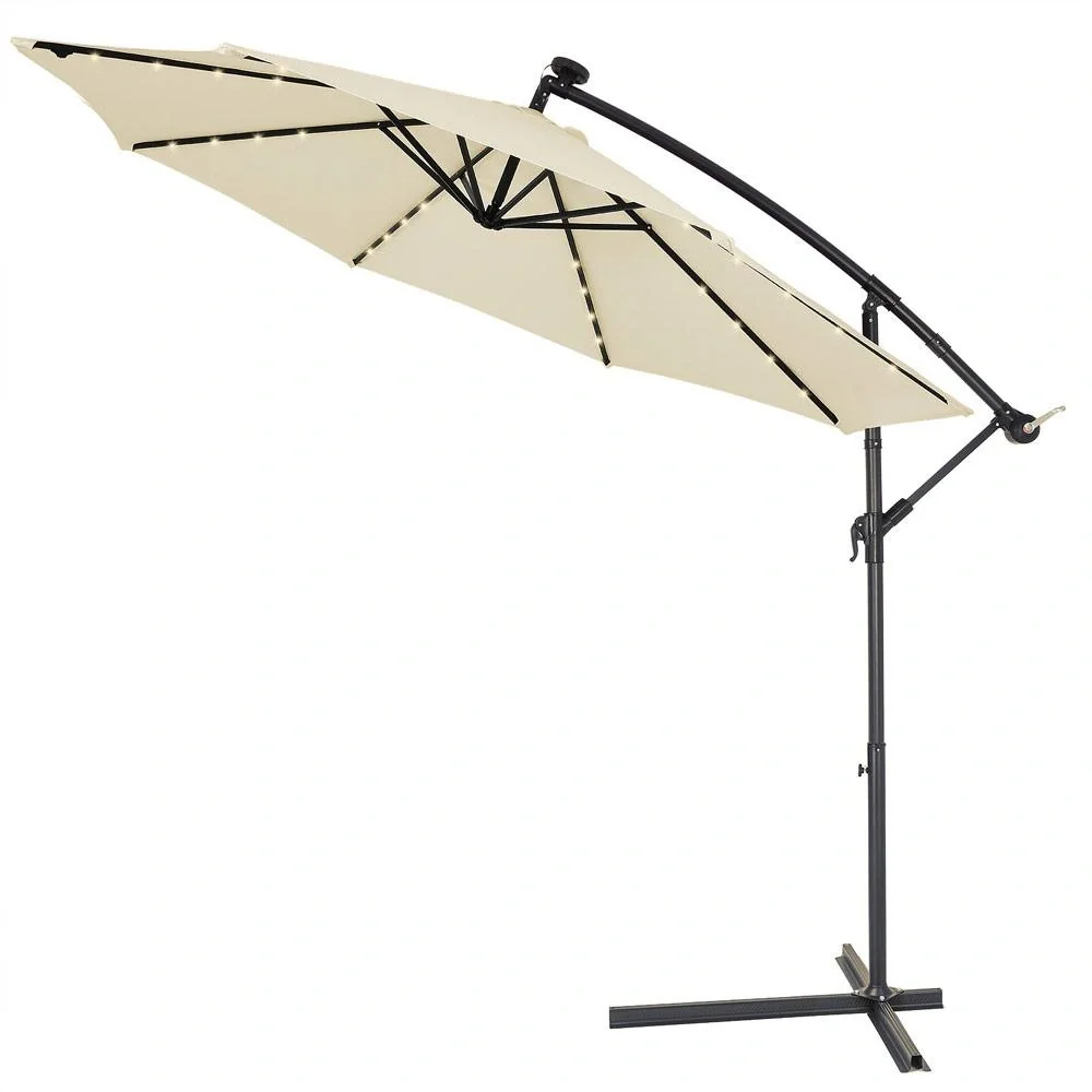 Sonnenschirm Mali mit LED-Beleuchtung kippbare Creme - Ø 3,3m - 7