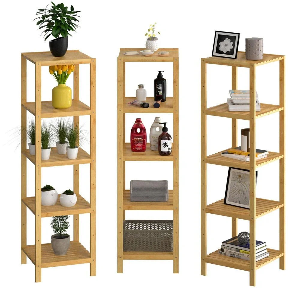 Stehende Bad-/Wohnzimmerschrank Bambus 140x33x33cm - 4