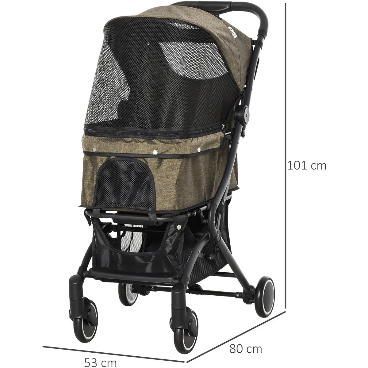 Haustierbuggy mit Klappfunktion braun, schwarz - 10