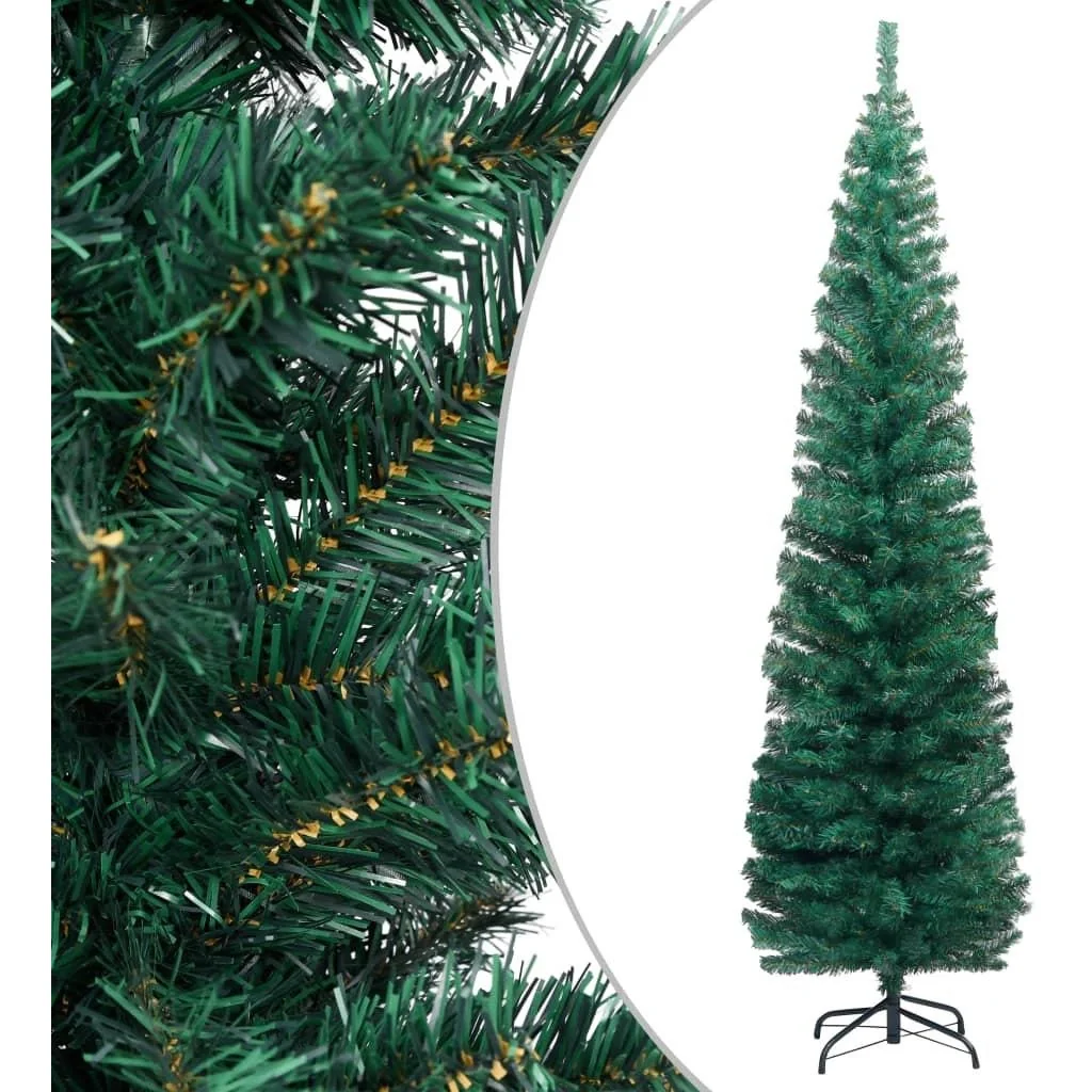 Weihnachtsbaum mit Ständer schmal 240 cm PVC grün - 1