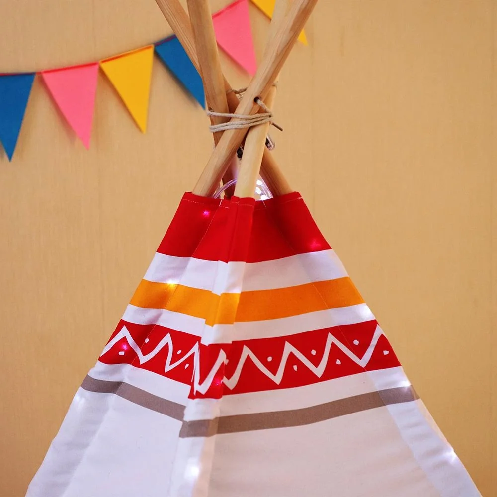 LED Tipi Zelt Rot / Weiss - 11