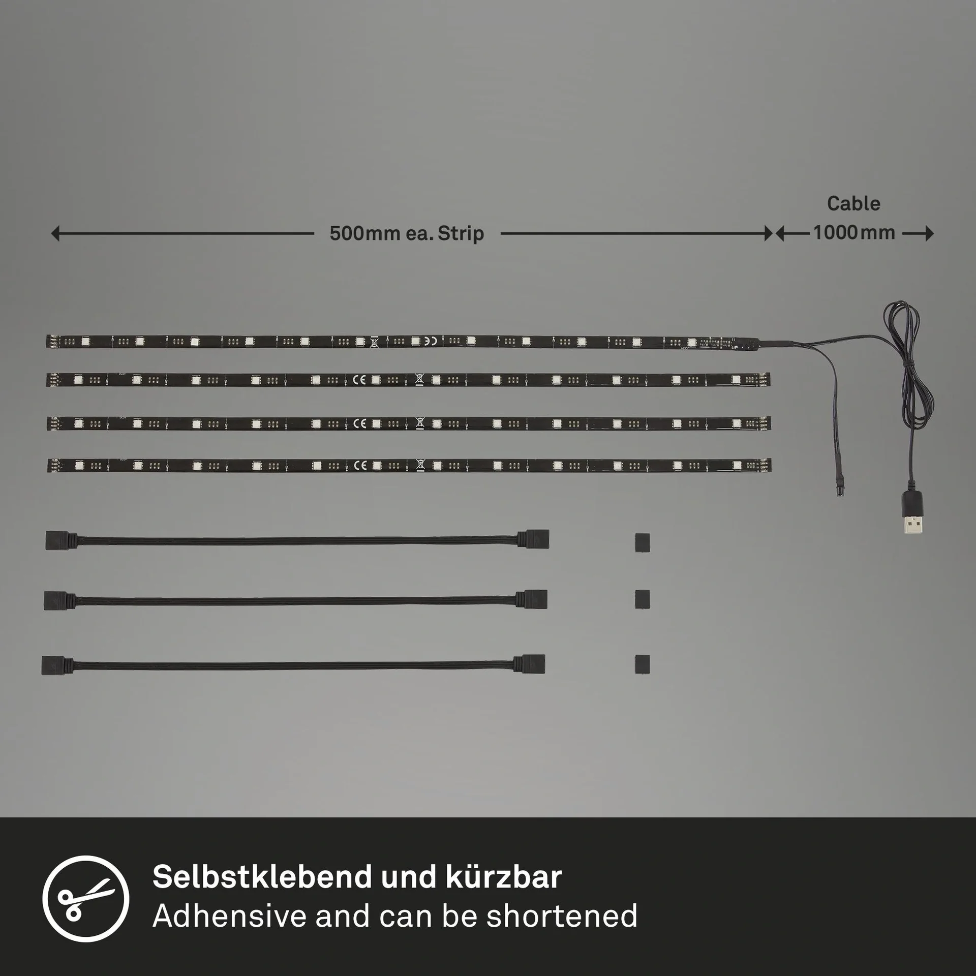 TV-LED Beleuchtungs-Set 2 m Farbwechsel, 48 RGB-LEDs, 3 x Verbinder und 3 x Verbindungskabel - 11