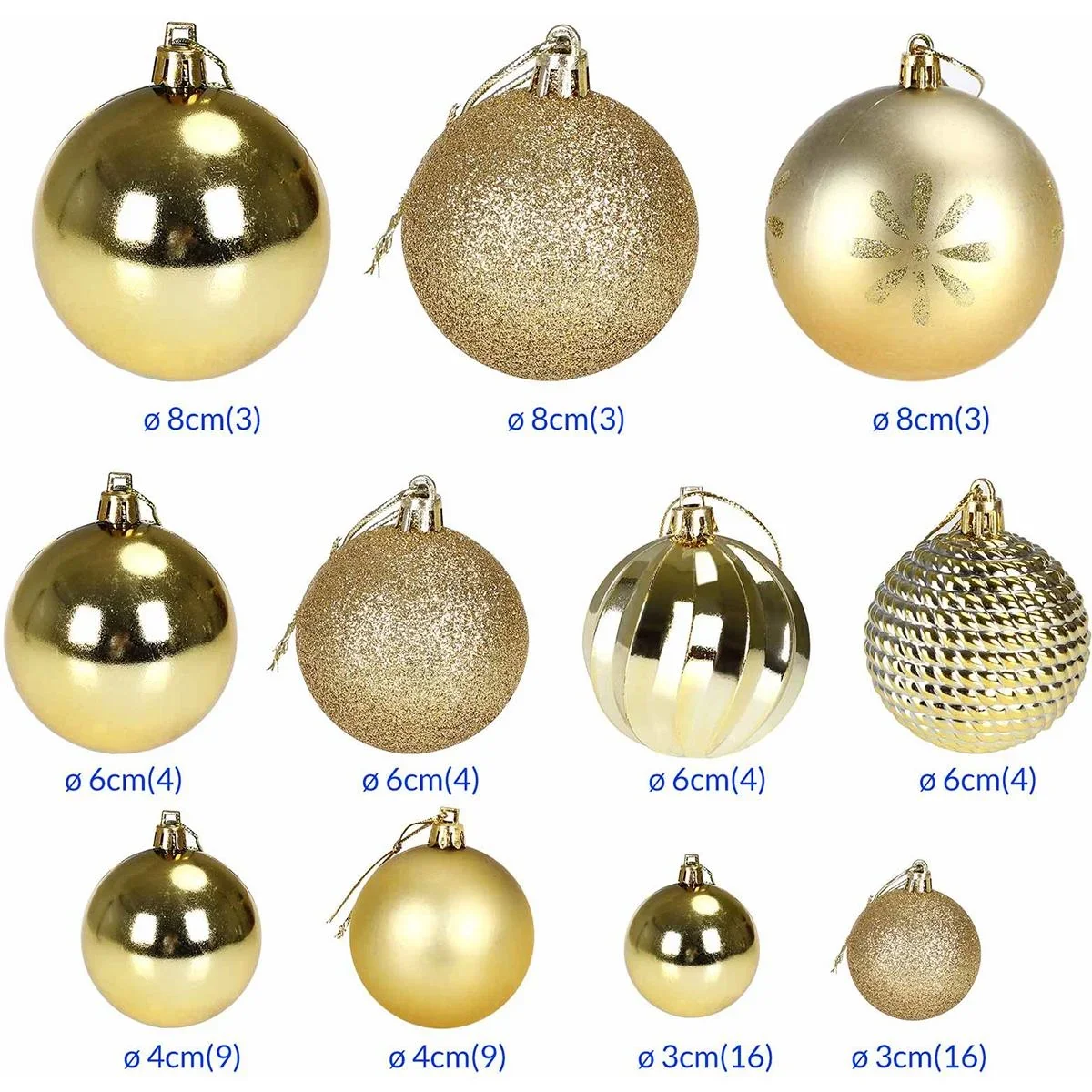 Weihnachtskugeln - Christbaumschmuck - Gold 103 Stk. - 4