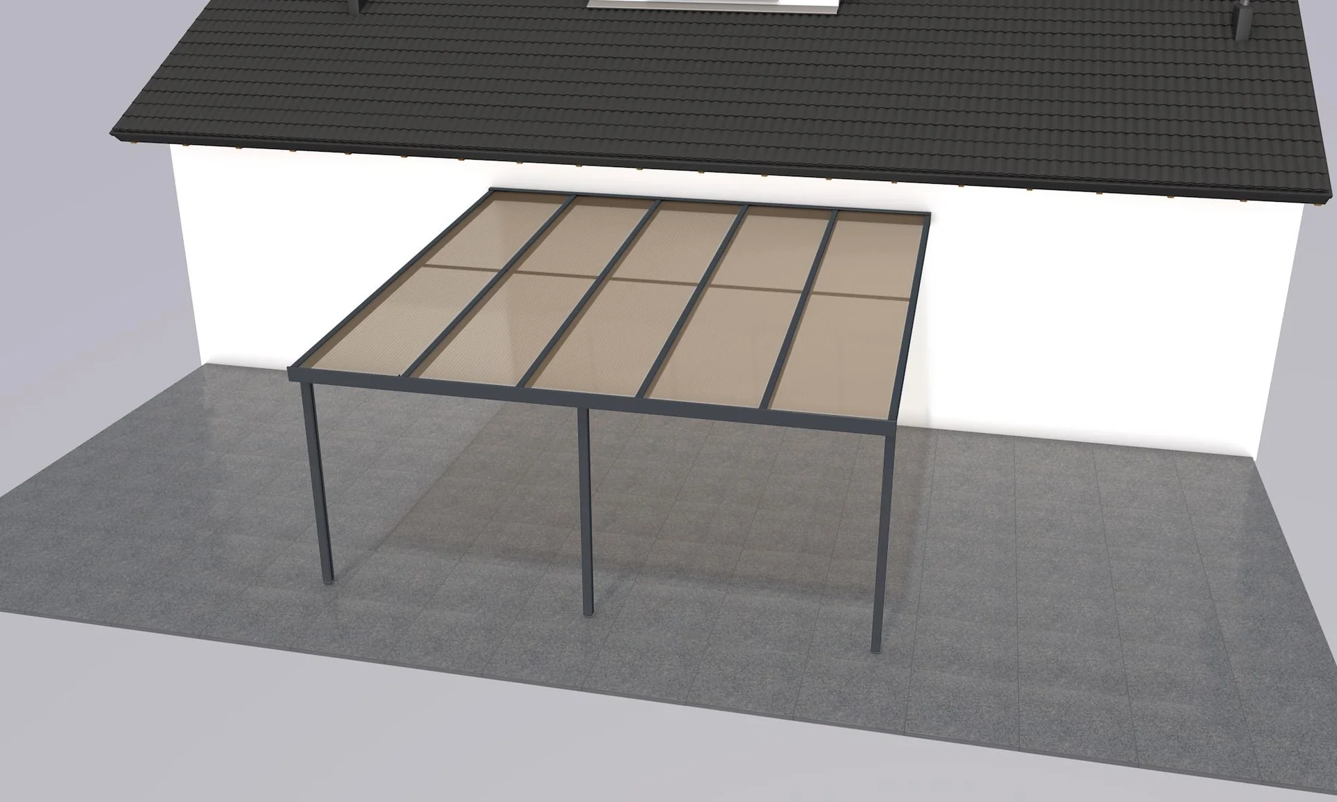 Terrassendach Premium, anthrazit, 5100 x 5060 mm - Polycarbonat Stegplatten 16 mm, bronze - 2