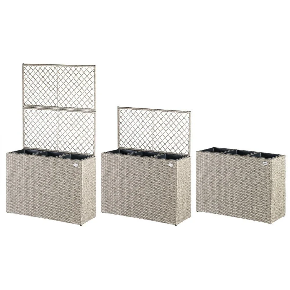 Polyrattan-Pflanzgefäß mit Spalier Creme - 4