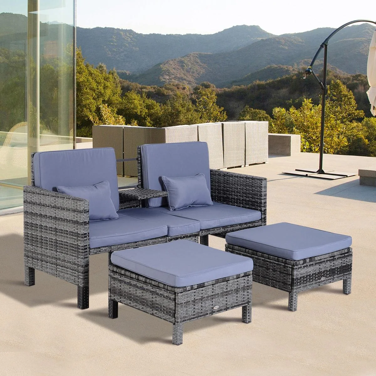 Rattan-Sitzgruppe als 3-teiliges Set - 1