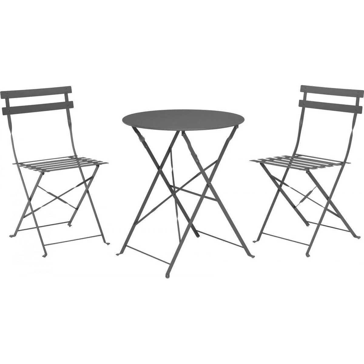 Pro Garden 3-teiliges Bistro-Set - Anthrazit - Stahl - 2