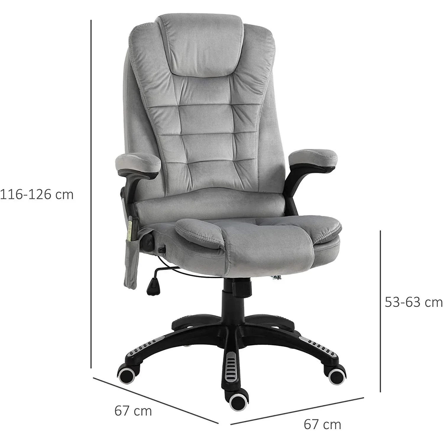 Drehstuhl mit Massagefunktion, grau - 2