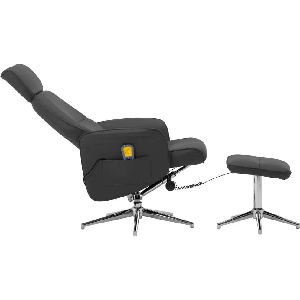 Massagesessel verstellbar mit Fußhocker anthrazit - 0
