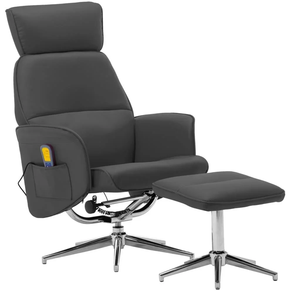 Massagesessel verstellbar mit Fußhocker anthrazit - 1