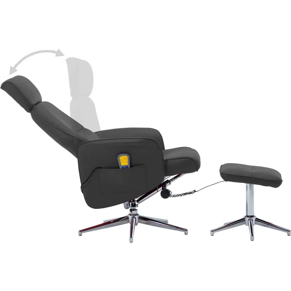 Massagesessel verstellbar mit Fußhocker anthrazit - 4