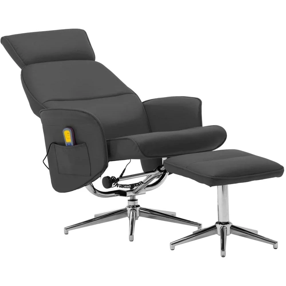 Massagesessel verstellbar mit Fußhocker anthrazit - 5