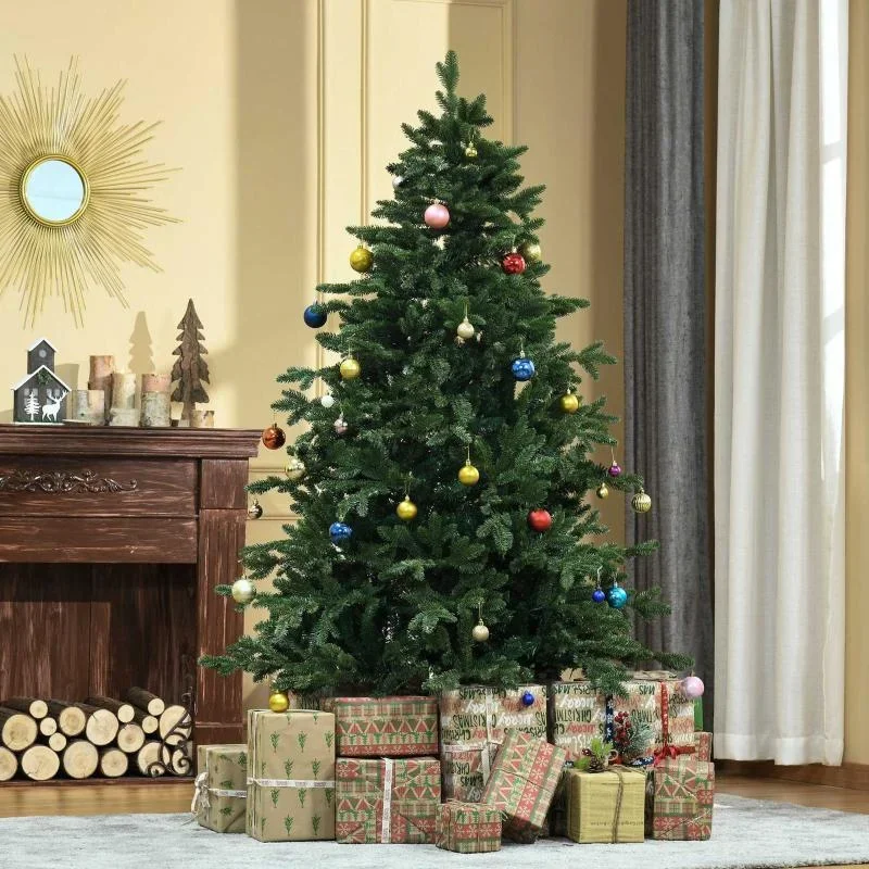 künstlicher Weihnachtsbaum 1,8 m Christbaum Tannenbaum PVC PE Metall Grün Ø90 x 180 cm - 1